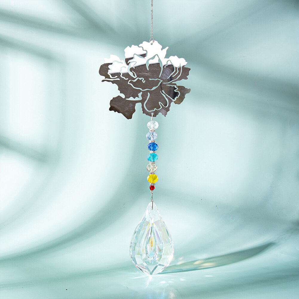 Rainbow Maker Window Prisms Hanging Ornament Wedding Drops With Chain Tree Artificial Crystal Home Decor Garden Suncatcher