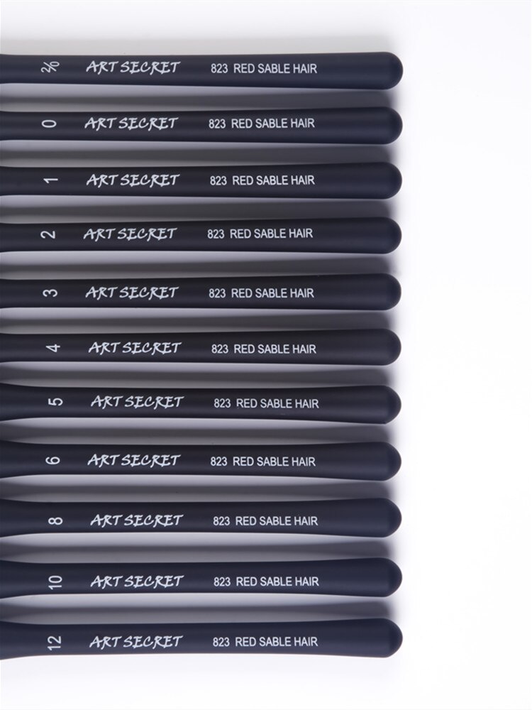 ArtSecret di alta qualità nuovo arrivo 823 capelli di zibellino rosso pennello per pittura ad acquerello manico in plastica nera penna per artista d'arte per disegno