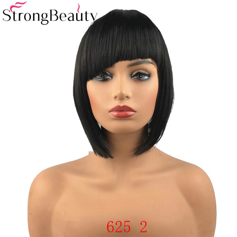 Strong Beauty Short Bob Style Synthetic Wigs Women's Red And Black Wig: 625 2