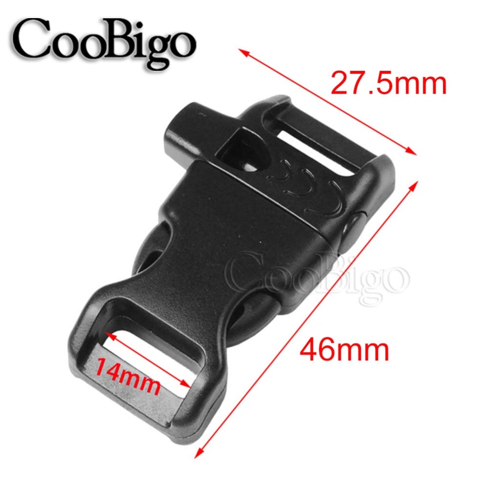 5/8" Side Release Buckle Curved Emergency Survival Whistle Buckle Parachute 550 Paracord Bracelet Strap Bag Parts