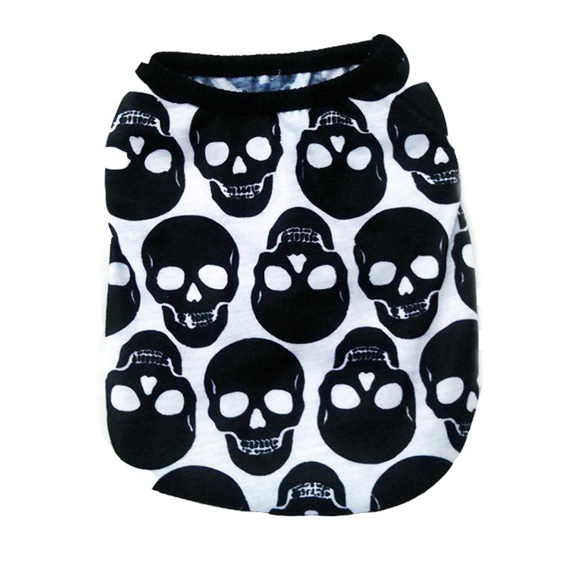 Pet Puppy bawełniane T Shirt na lato kot pies letnie ubranie czaszki wzory kamizelki Pet odzież dla psów fajny kostium miękka kamizelka tkaniny