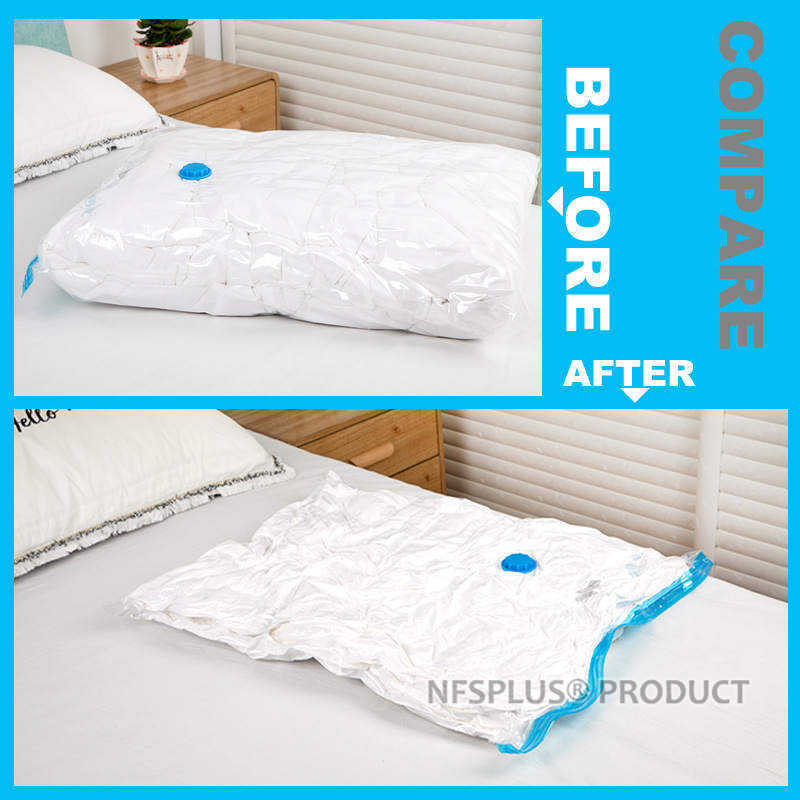 5- pakning vakuumkompresjonspose til klær 40 x 60 60 x 80 80 x 120 gjennomsiktige garderobeposer med glidelås til oppbevaring under sengen