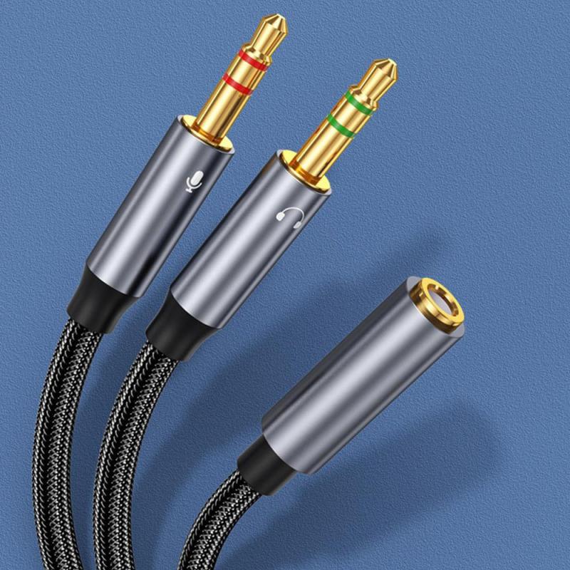 Headphone Splitter for Computer 3.5mm Female to 2 Dual 3.5mm Male Mic AUX Audio Y Splitter Cable Headset to PC Adapter 0.35M 1M