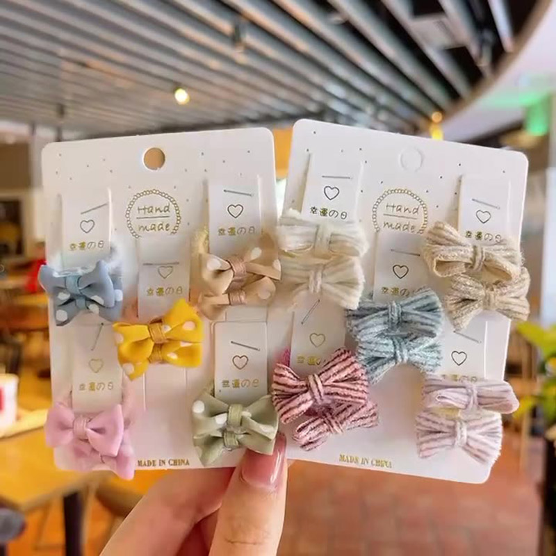 10 pz/lotto Bowknot accessori per capelli per bambini principessa ragazze Solid Dot fascia per capelli copricapo bambini corde per capelli elastici copricapo
