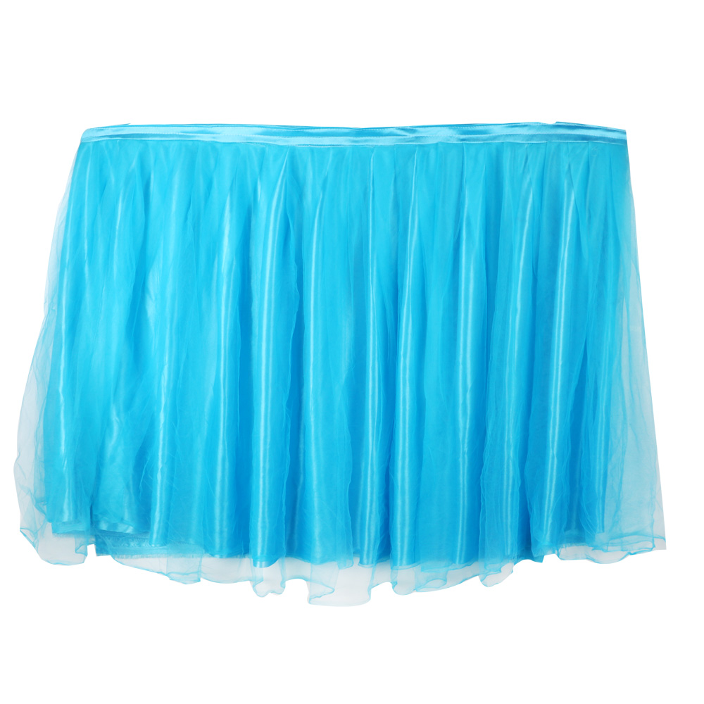 Hilife party tyll tutu 75*100cm multi färger bordskjol bröllopsfest dekoration med 3 bordsklämmor: Blå