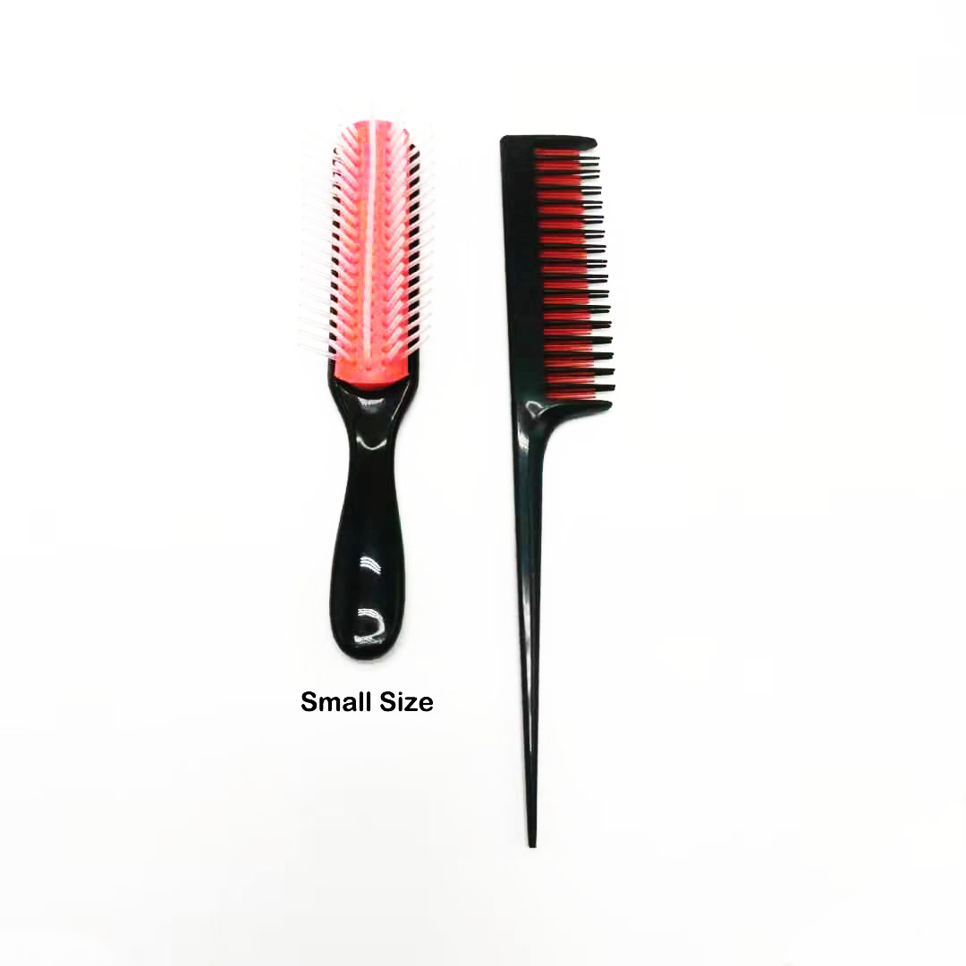 Peine de 9 y 5 filas para desenredar el cabello, cepillo de cola de rata, peinado, pelo mojado y rizado liso, cepillo de masaje para el cuero cabelludo para mujer: Small kit 1