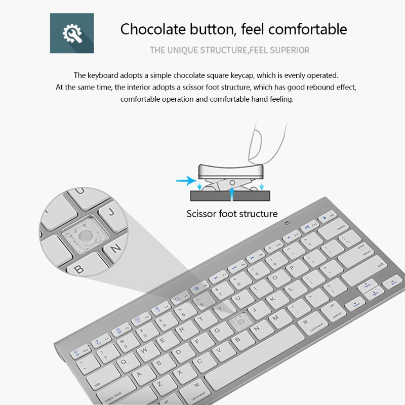 Mini Wireless Keyboard Mouse Combo Silver Ultra-thin Computer Keyboard Supporting for Windows/Linux