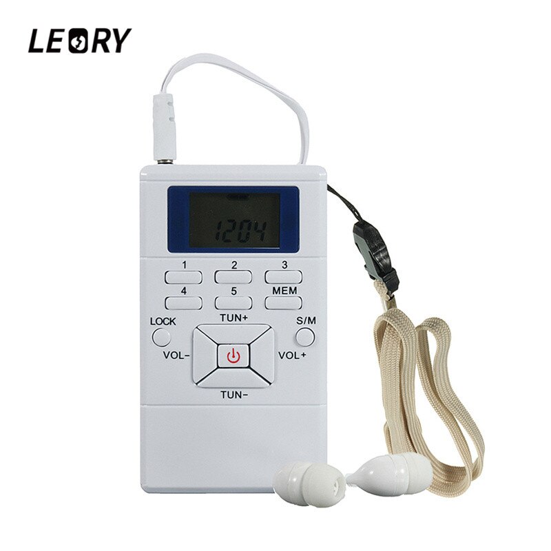 LEORY Mini Radio Frequency Modulation Radio FM Digital LED Signal Processing Receiver with 3.5mm Earphone