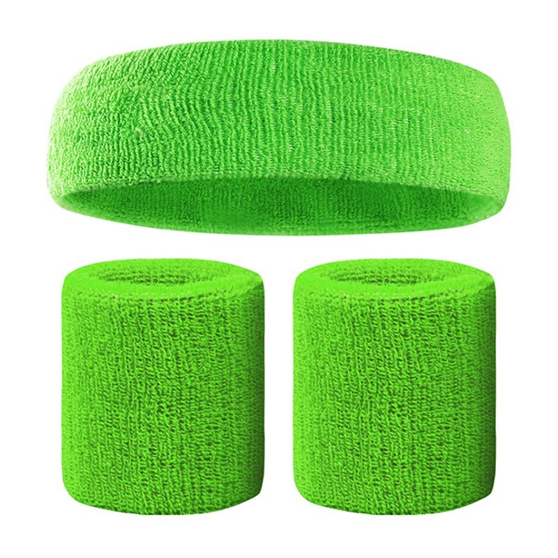 Pols Sport + 1 Pc Hair Band Wrap Bandage Fitness Hand Ademend Zweet Ondersteuning Polsband Absorberende Hoofd Wrap Katoen Set: GG