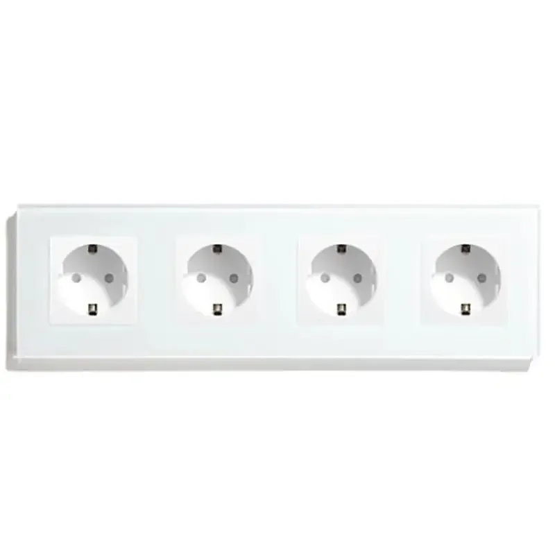 Vägguttag med usb typ c-brytare och uttag med tv-internet cat 6 -gränssnitt eu-standard vit kristallglasströmbrytare