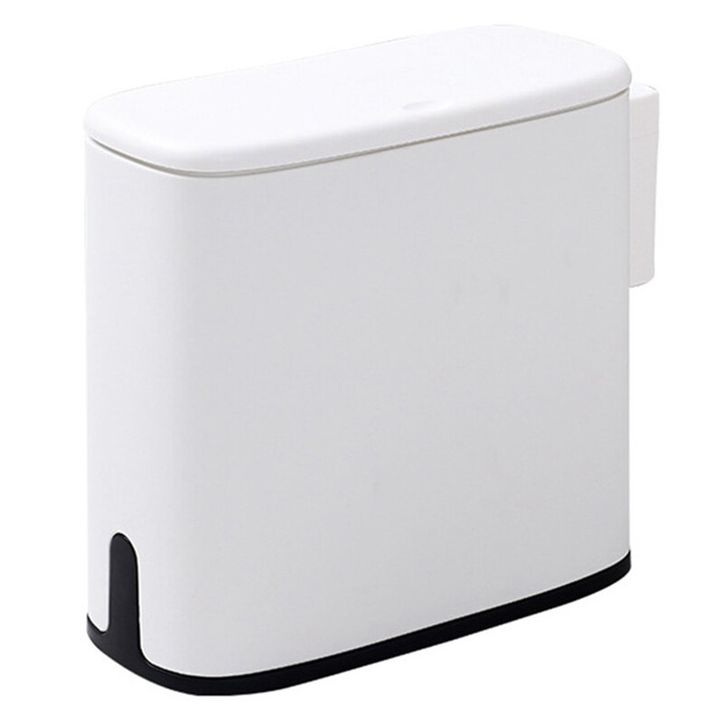 11L Trash Can Bathroom Waste Bin Toilet Dustbin Trash Basket Garbage Bucket Garbage Bag Holder Storage Container: White