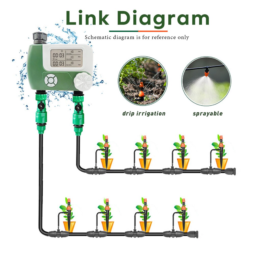 Timer di irrigazione automatico programmatore di irrigazione sistema di irrigazione da giardino irrigatore d'acqua Timer digitale per rubinetto con 2 uscite