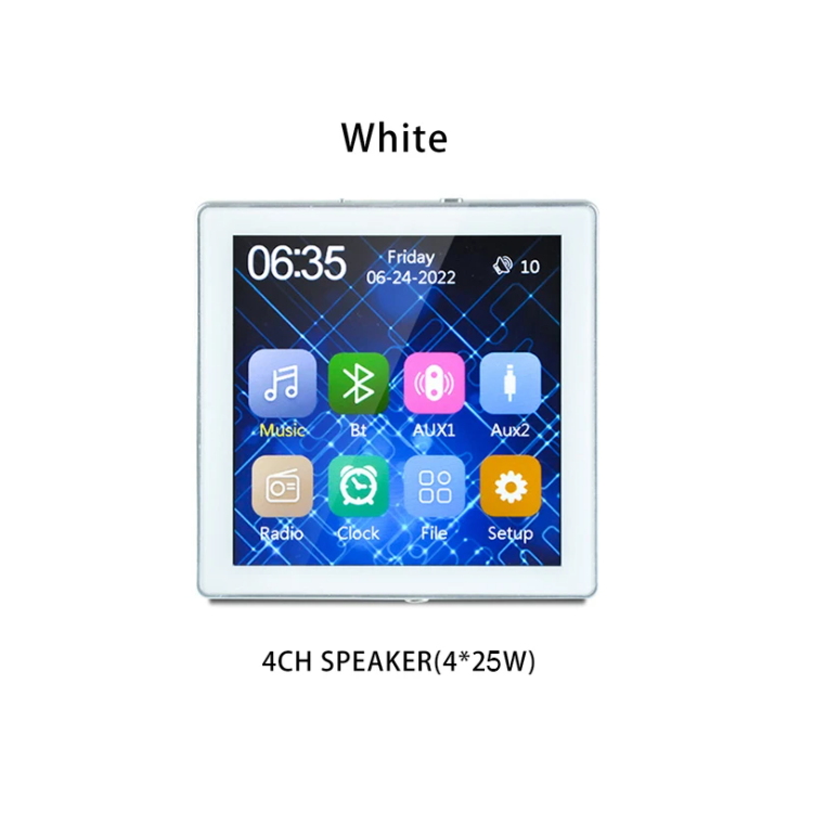Mini Touch Screen 4*25W Stereo Music Panel PA SystemBluetooth Wall Amplifier Smart Home Audio Ceiling Speaker Wall Amplifier ﻿: Blue
