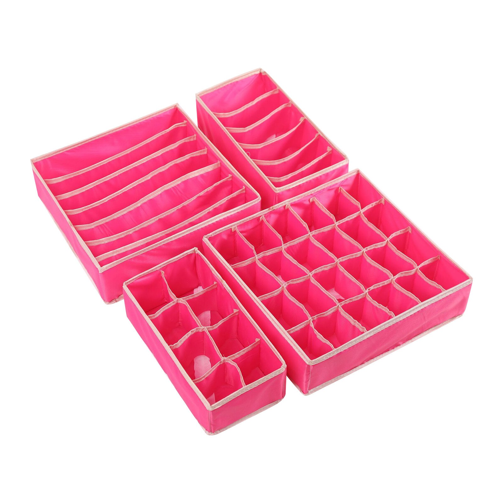 40# Dividers Drawer Organizers Closet Clothes Foldable Dresser Underwear Storage Box Bras Socks Multi-compartment Organizador: Hot Pink