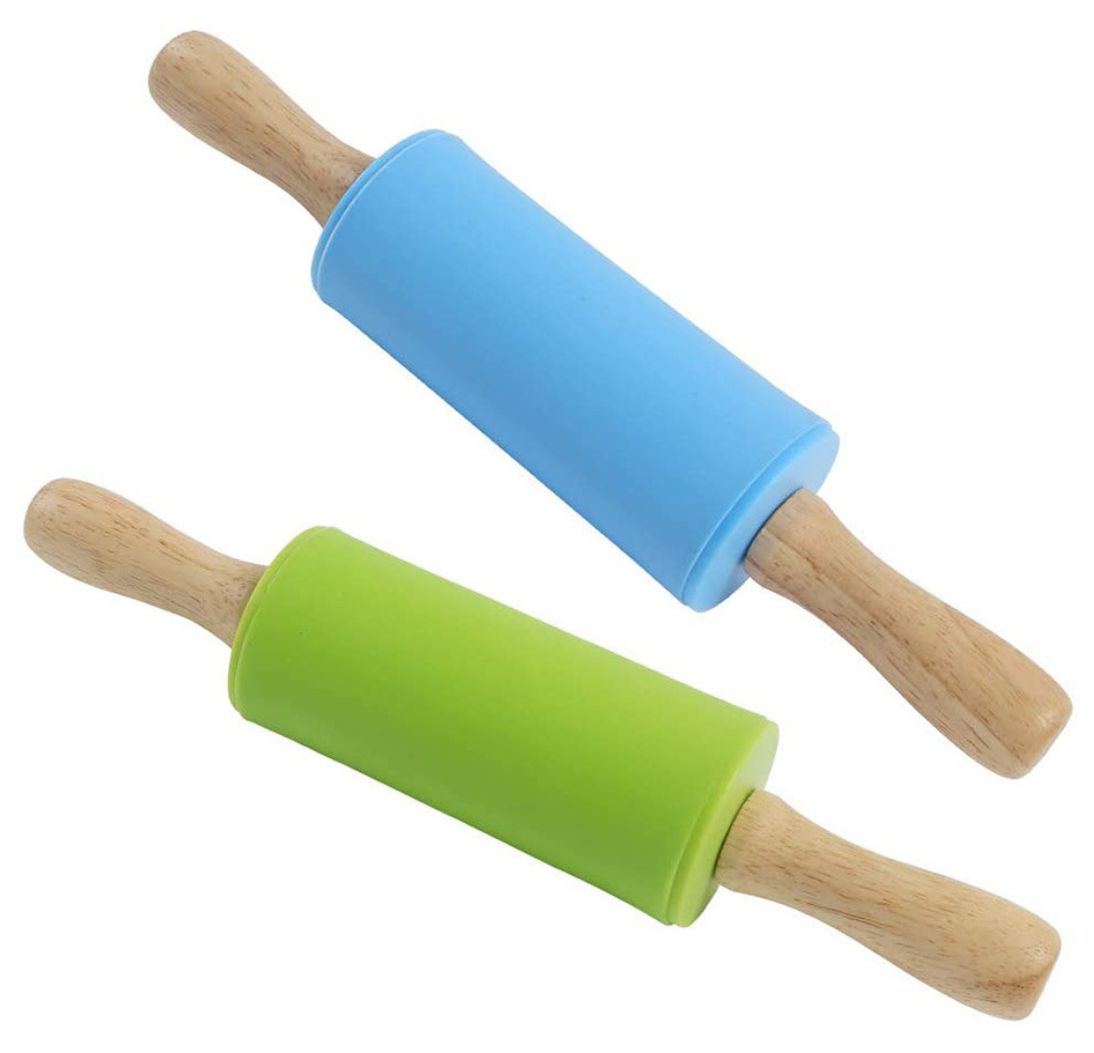 1PC Silicone Rolling Pin Dough Roller Handle DIY Kitchen Baking Children Pastry Stick Cake Decor Cooking Tool