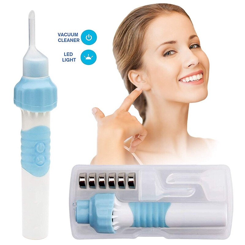 Ear Wax Removal Kit, Ear Cleaner, Electric Ear Wax Removal Tool Soft Silicone Automatic Ear Wax Removal Kit with LED Light Power