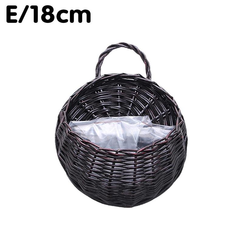 Flower Basket Wall Hanging Natural Wicker Flower Pot Home Rattan Basket Planter Container Decoration Vase Wall Storage Gard N0f8: 18CM dark brown