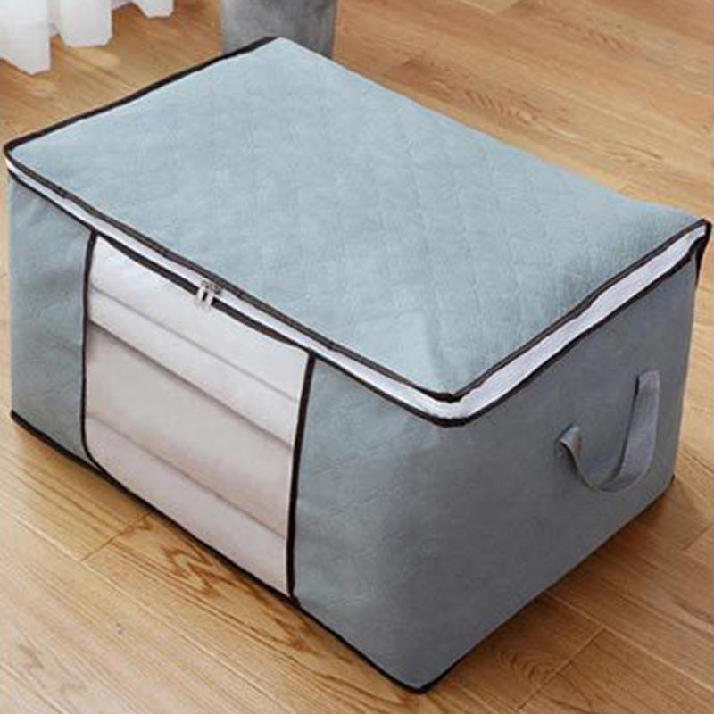 Sac De voyage De grande capacité sac De rangement De vêtements Non tissés sac De finition De couette translucide sac De vêtements ménagers Bolsa De Viaje: Gray-1