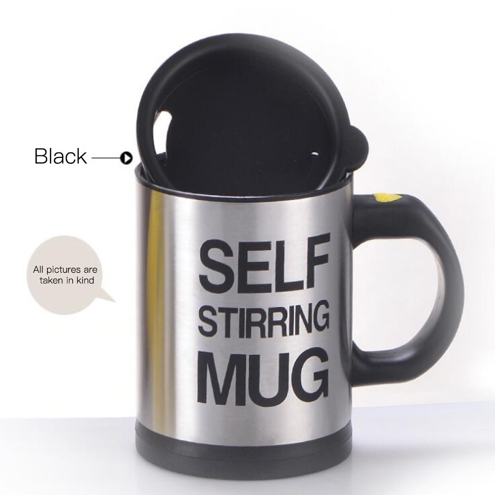 350ml Automatic Self Stirring Mug Coffee Milk Mixing Mug Stainless Steel Thermal Cup Electric Lazy Double Insulated Smart Cup 5: Black