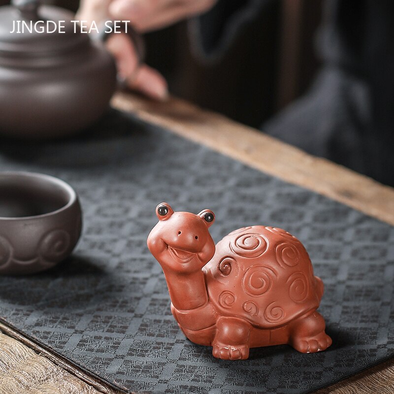 Sculpture de tortue créative, ornement de Table à thé en argile violette chinoise, décoration pour animaux de compagnie, Pot de fleur de maison, artisanat fait à la main