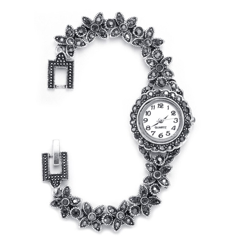 Pingente prata pulseira meninas cristal acessórios, moda feminina quartzo relógios charme acessórios