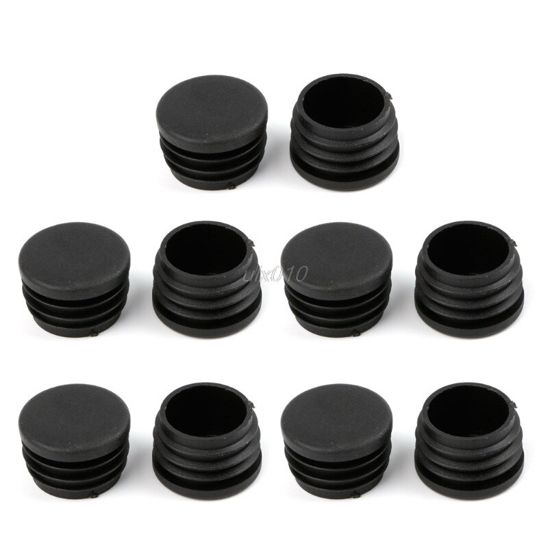 10Pcs Black Plastic Furniture Leg Plug Blanking End Cap Bung For Round Pipe Tube S02: 7