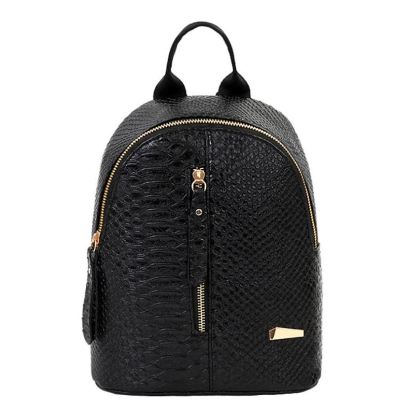 Vrouwen Leren Rugzak School Rugzak College Schouder Solide Mode Dames Satchel Reistas Mode Mochila Feminina # YL5: Black