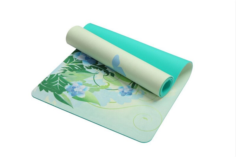 Trykt ruskindssuvet yogamåttepude 5mm skridsikker dobbeltsidet tør og våd ved hjælp af syntetisk gummi yogapadetryk: Grøn