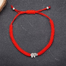 Un Bracelet rouge avec éléphant charme tressé à la main réglable porte-bonheur Bracelets tissés à la main pour les femmes hommes bijoux directe