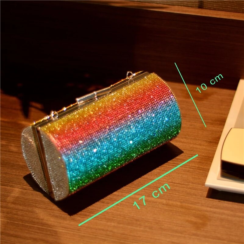 Diamant Vrouwen Avond Purse Rainbow Rhinestone Cluth Crossbody Tassen Voor Vrouwen Luxe Party Handtas Voor Wedding Clutch Purse