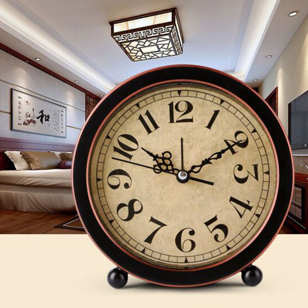 Retro Alarm Clock Tabletop Clock Decorative Desktop Clock for Home Bedroom