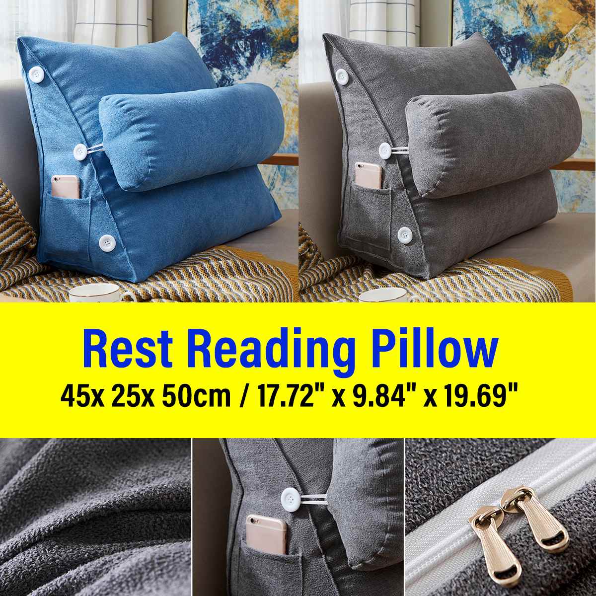 Bed Triangular Cushion Chair Bedside Lumbar Chair Backrest Lounger Lazy Office Chair living Room Reading Pillow Home Decor