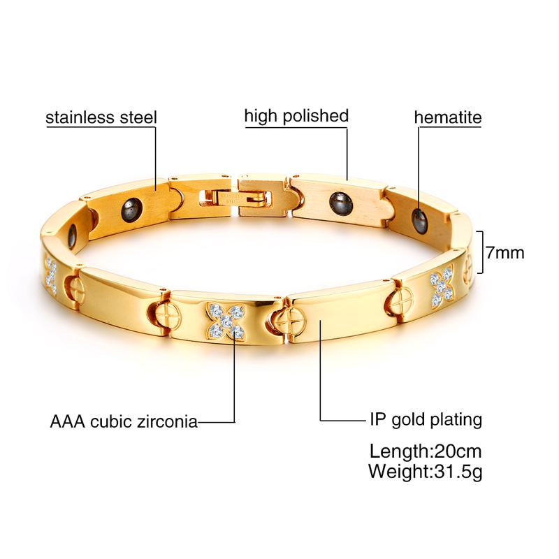 Vnox Female Bracelets & Bangles Gold-color Stainless Steel Love Bijoux Adjustable Length