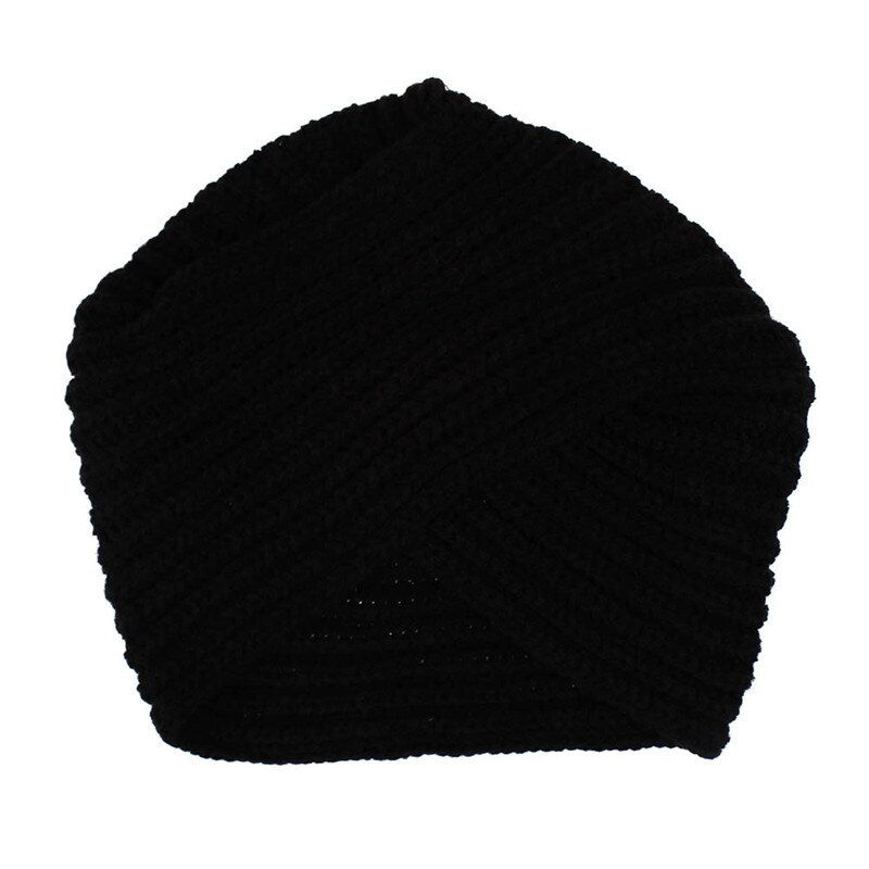Vinter cap strik turban cross kvinders vinter varm strik turban cross twist hår wrap solid afslappet skullies beanies hat: Sort