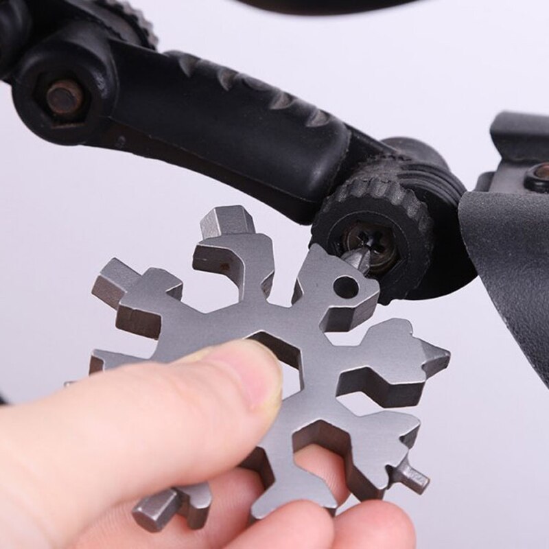 18 In 1 Sneeuwvlok Multi Tool Compacte Multifunctionele Schroevendraaier Rvs Gadget Sneeuwvlok Wrench Multi-Tool Combinatie