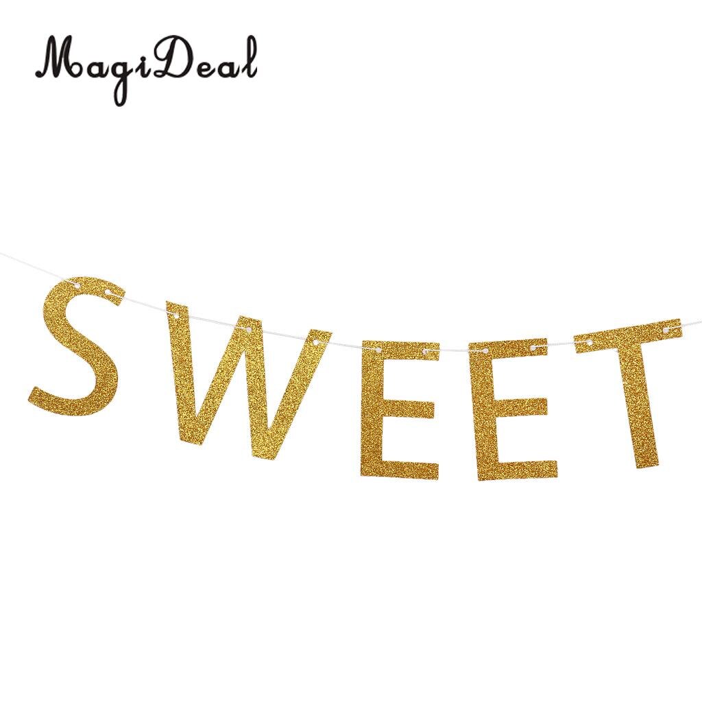 2m 16th Happy Birthday Garland Girls Sweet 16 Letters Rose Heart Party Sixteen Gold Banner Hanging Decoration