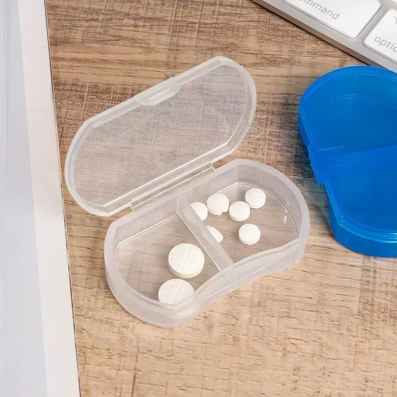 Caja de medicina para pastillas, caja portátil para medicamentos, soporte divisor para tableta, contenedor organizador de almacenamiento, pastillero, Mini dispensador de 2 rejillas, 1 Uds.