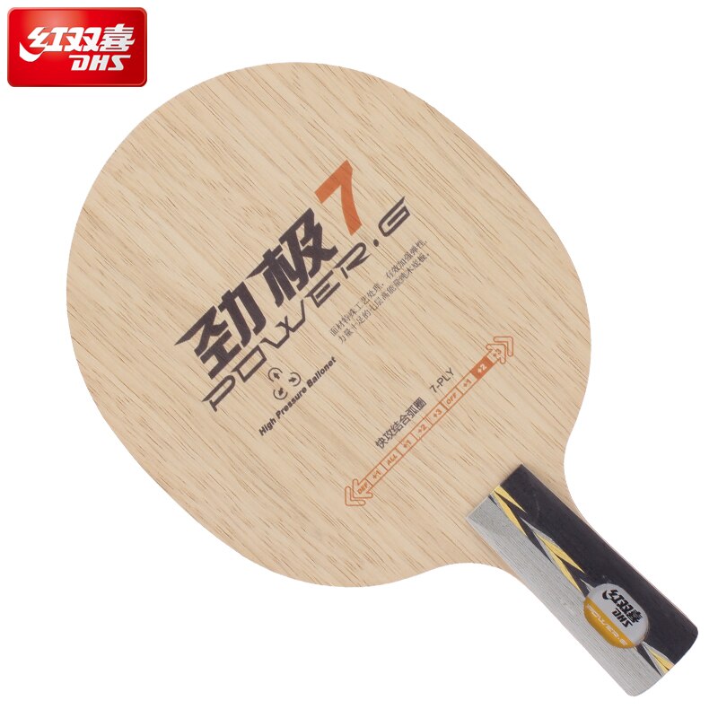 DHS POWER-G 7 Table Tennis Blade classic 7 ply pure wood ping pong bats loop fast offensive table tennis racket: CS handle
