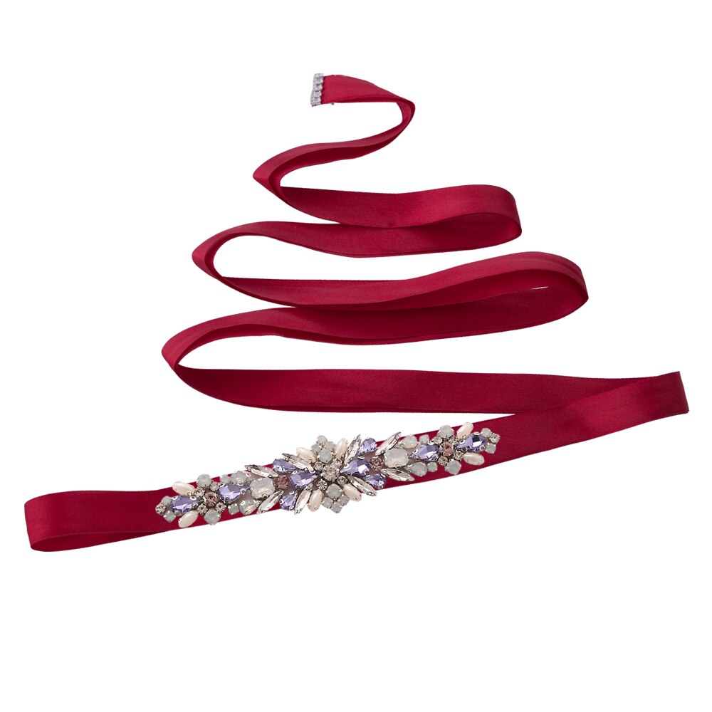 Trixy  s451 ursnygga bröllopsbälte skärp dam strass bälte brud skärp bälte kristall bälte diamant bälten för bröllop tillbehör: Vin, röd