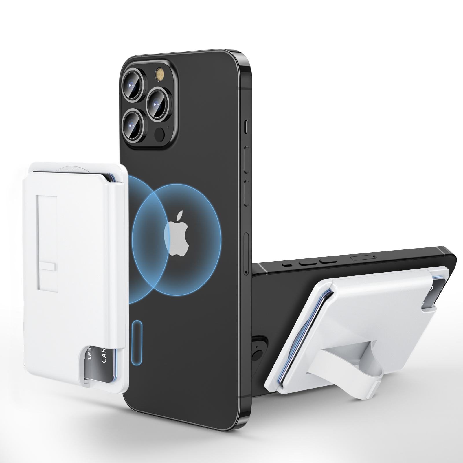 Cartera magnética para Magsafe para iPhone 15 14 13 con tarjetero de agarre, soporte para teléfono 99% con soporte para teléfono, accesorios para bolsa: BLANCO