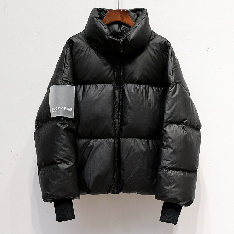Dam ljus vattentät jacka parka vinter vindtät varm kvinnlig jacka vadderade dun bomull parkas dam kappa: Svart / Xl