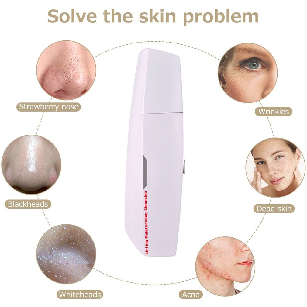 Ultrasonic Pore Cleaner Blackhead Remover Skin Scrubber Facial Scrubber Spatula Comedones Extractor Face Lifting Tool