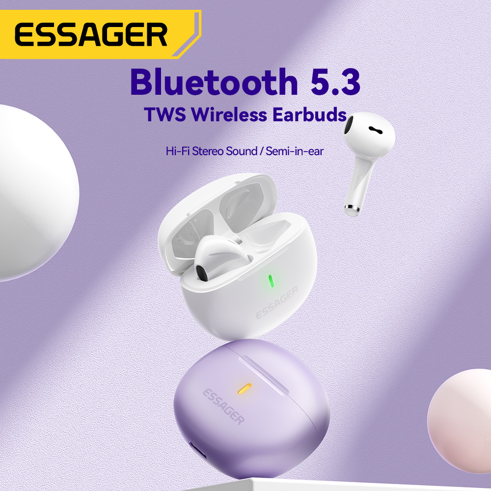 Essager Wireless Bluetooth 5,3 Kopfhörer Tws Ohrhörer Mini Headsets mit Lade koffer Mikrofon Semi-In-Ear-Ohrhörer für alle Telefone