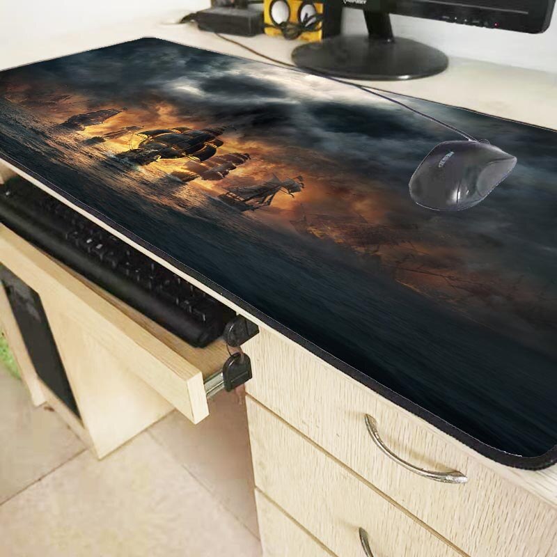 Mairuige 90X40CM Skull Ship Large Gaming Mouse Pad Lockedge Mouse Mat For Laptop Computer Keyboard Pad Desk Pad For Dota 2 CSGO