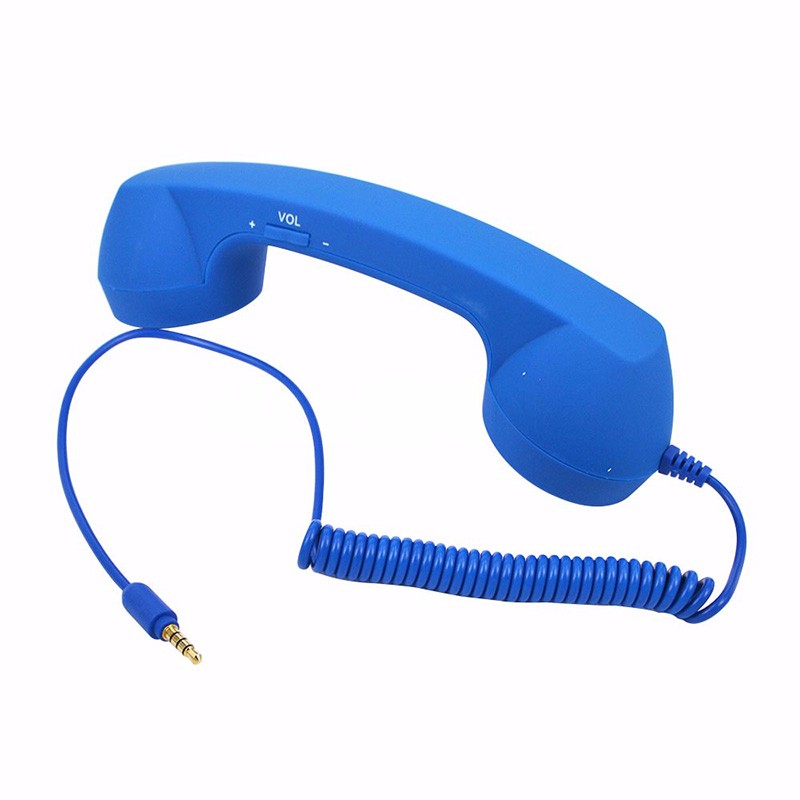 Auriculares Retro para teléfono móvil, receptores de teléfono con cable, llamadas cómodas: Azul