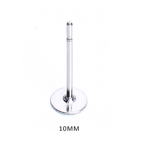 100 Stks/partij Rvs Blank Bericht Oorbel Studs Pins Zilver Kleur Platte Ronde Tray Base 3Mm 5Mm 6mm 8Mm Oor Sieraden Bevindingen: 10mm