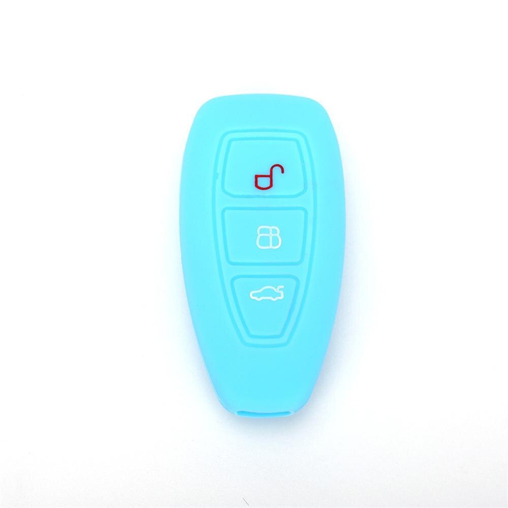 Autostyling afstandsbediening sleutel beschermhoes autosleutelhoes voor ford focus mondeo fiesta ecosport escort kuga b-max 3 knoppen slimme sleutel: Lichtblauw