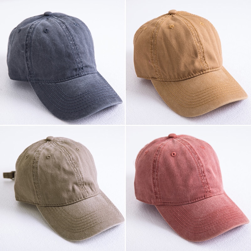 Lente Zomer katoen Gewassen Baseball Cap Mannen Vrouwen doen oude retro stijl Outdoor Zonnescherm Hoed Casual effen kleur baseball cap