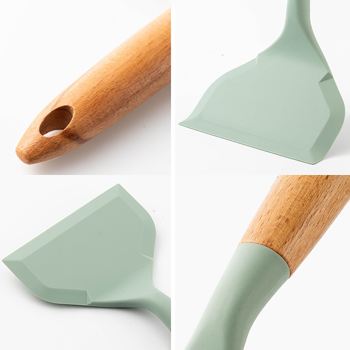 Espátula de silicona con mango de madera, espátula antiadherente de boca ancha para freír, termoestabilidad, herramienta de cocina, 1 ud.