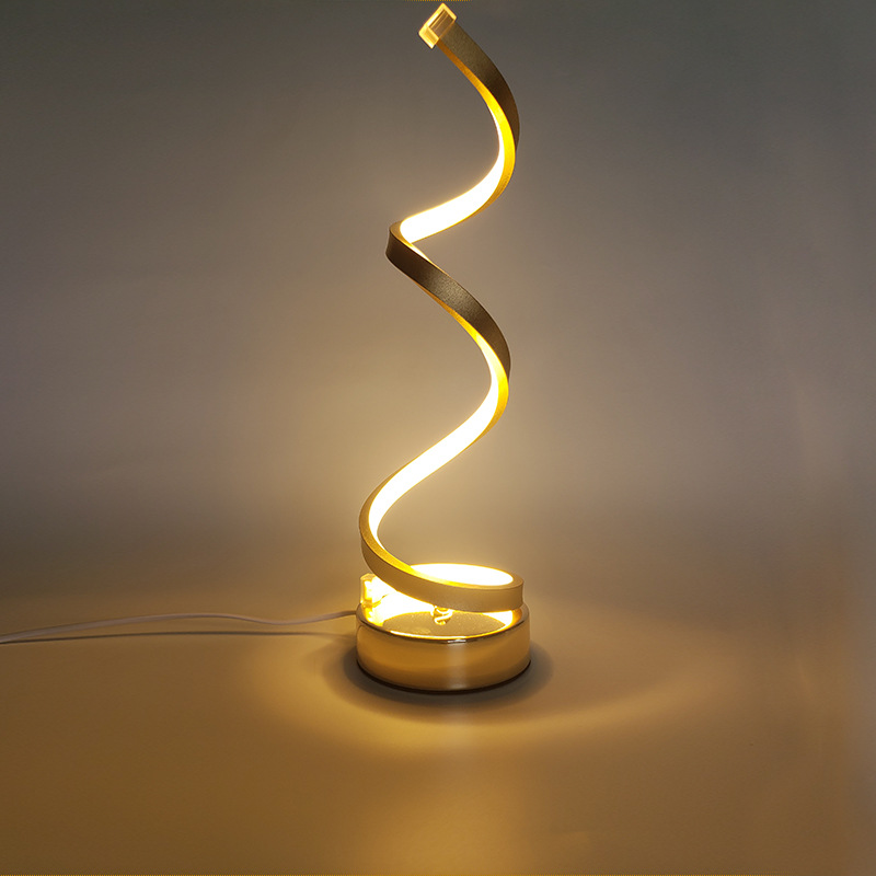 Lámpara de mesa Espiral de LED para el hogar, sala de estar, dormitorio, iluminación, luz de noche